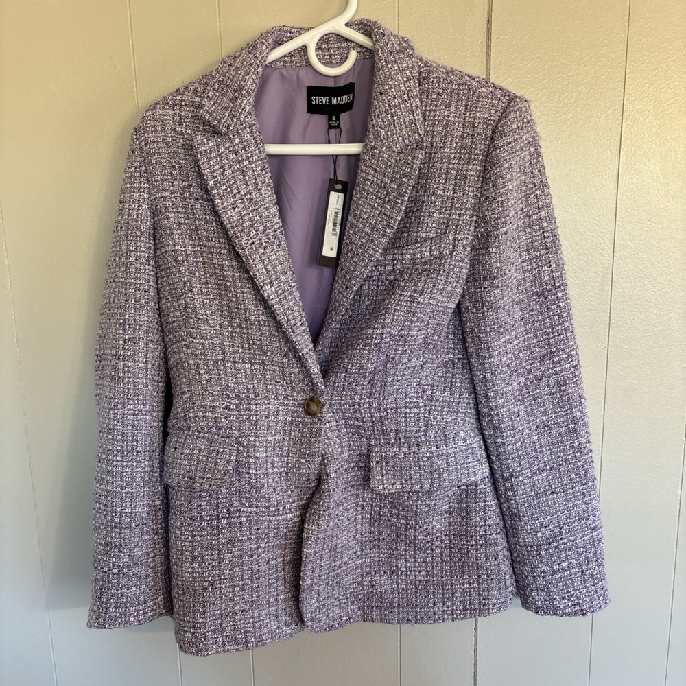 Steve Madden Women's Lavender Tweed Blazer